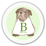Name Doodles - Personalized Melamine Plates (Whimsical Pug Green) (WAO-P5G)